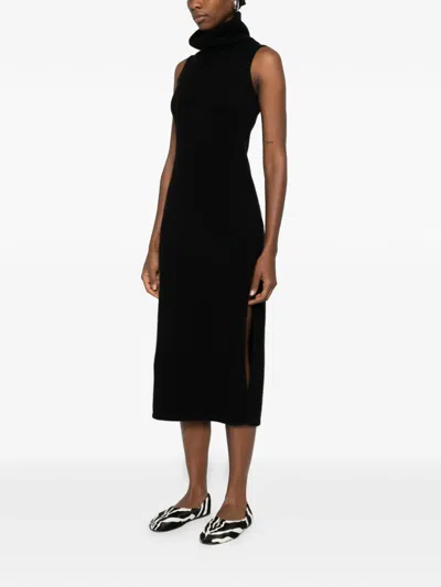 Ivory Paris Roll-neck Sleeveless Dress In Black