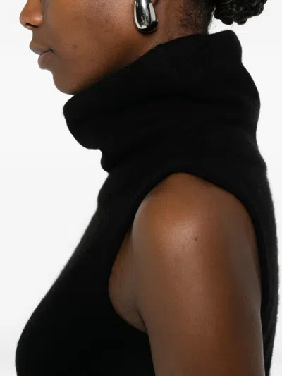 Ivory Paris Roll-neck Sleeveless Dress In Black