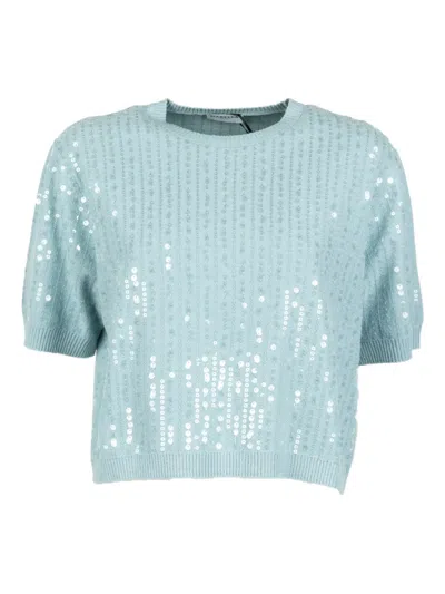 Marella Sequin Short-sleeve Top In Blue
