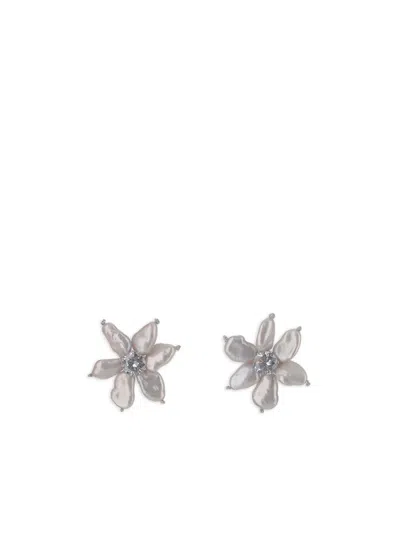 Mela Flower-motif Earrings In Metallic