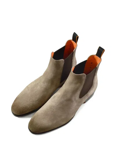 Santoni Archerboot Pull-tab Chelsea Boots In Brown