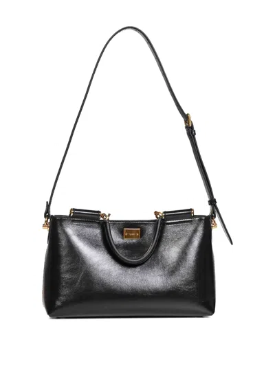 Dolce & Gabbana Mini Vittoria Leather Shoulder Bag In Black