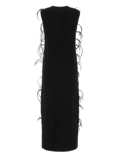 Jil Sander Feather-embellishment Maxi Dress In Black
