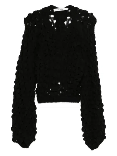 Séfr Luna Open-knit Sweater In Black
