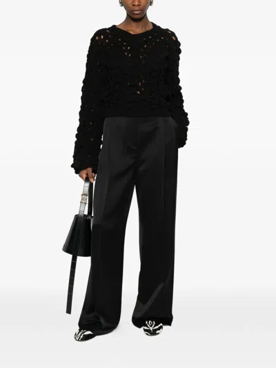 Séfr Luna Open-knit Sweater In Black