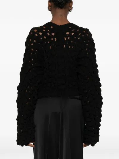 Séfr Luna Open-knit Sweater In Black