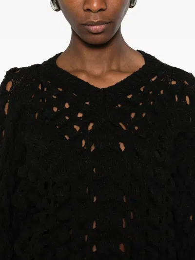 Séfr Luna Open-knit Sweater In Black