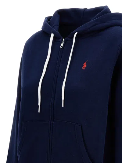 Polo Ralph Lauren Embroidered Pony Zip Hoodie In Blue