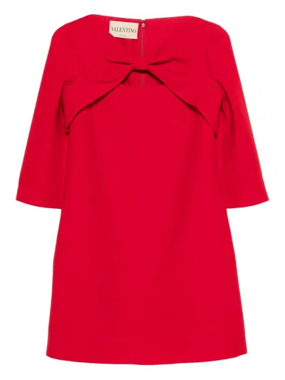 Valentino Bow-detail Mini Dress In Red