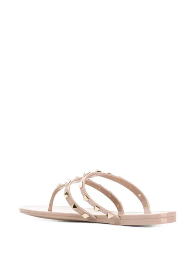 Valentino Garavani Rockstud Caged Jelly Flat Slide Sandals In Neutral