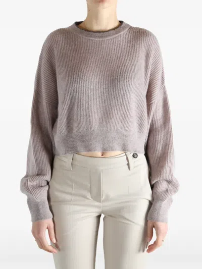 Brunello Cucinelli Ribbed-knit Sweater In Gray