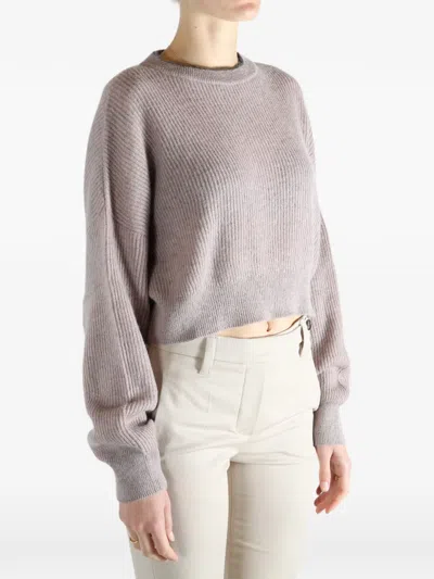 Brunello Cucinelli Ribbed-knit Sweater In Gray