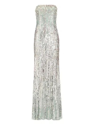 Jenny Packham Honesty Sequin-embellished Maxi Dress In Silver
