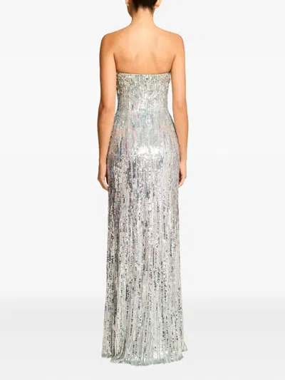 Jenny Packham Honesty Sequin-embellished Maxi Dress In Silver