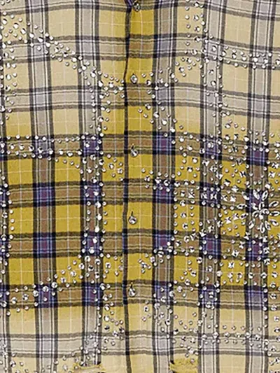 Vale Lemonhead Flannel Rhinestone-embellished Shirt In Yellow