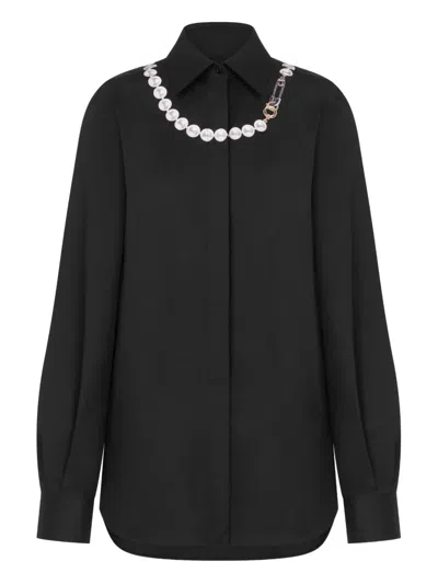 Moschino Printed Stretch Cotton Poplin Shirt In Black