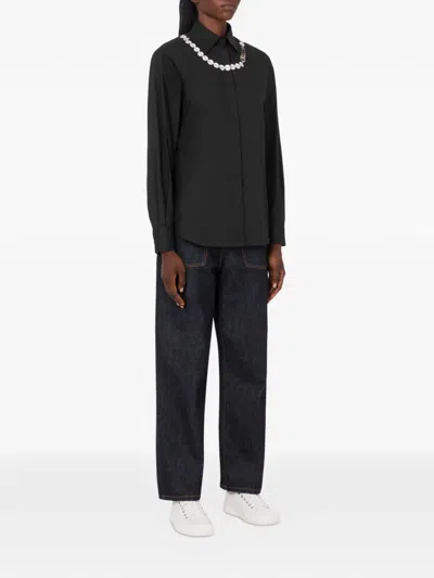 Moschino Printed Stretch Cotton Poplin Shirt In Black