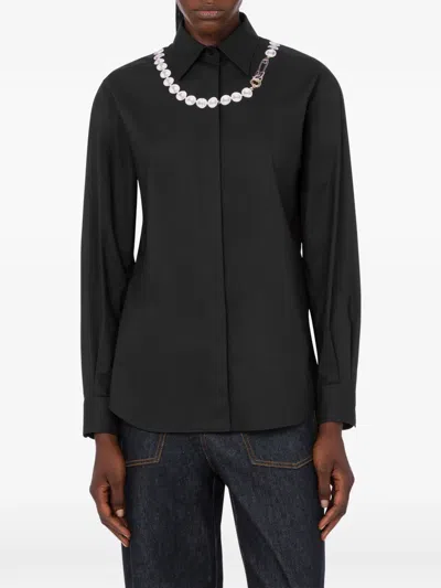 Moschino Printed Stretch Cotton Poplin Shirt In Black