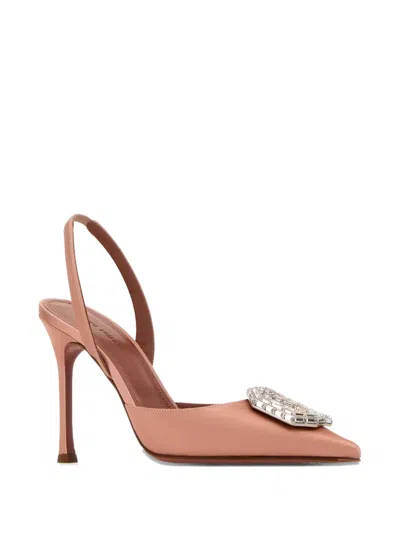 Amina Muaddi 90mm Camelia Embellished Heeled Pumps In Pink