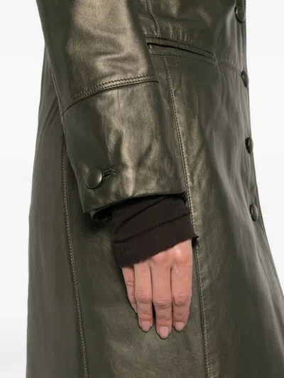 Pre-owned Romeo Gigli 1996-1997s Buttoned Leather Coat In Green