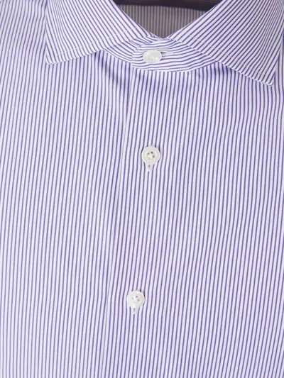Atelier Munro Striped Button Dress Shirt In Purple