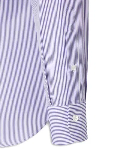 Atelier Munro Striped Button Dress Shirt In Purple