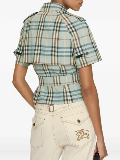Burberry Checked Belted Trench Shirt In Multi