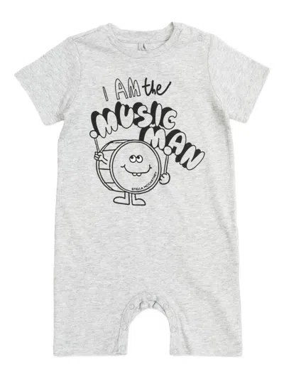 Stella Mccartney Graphic-print Short-sleeve Romper In Gray