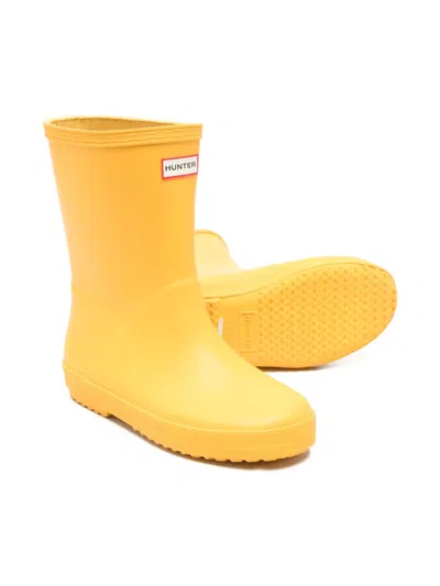 Hunter Logo Boots In Yellow