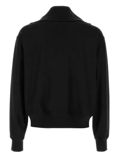 Jil Sander Wool Cardigan With High Collar And Ribbed Cuffs In Black