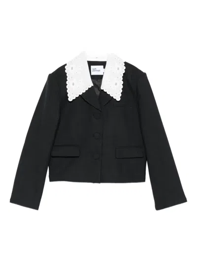 Self-portrait Grey Wool Collared Jacket Jackets Grey In Gray