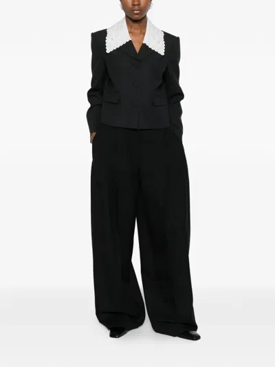 Self-portrait Grey Wool Collared Jacket Jackets Grey In Gray