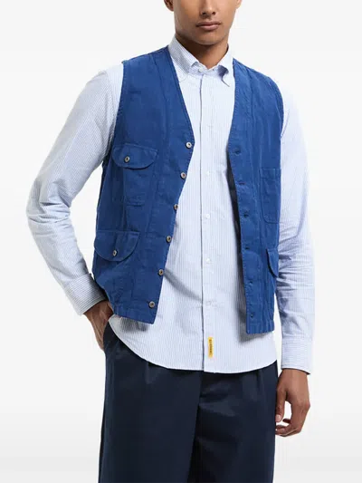 Bd Baggies V-neck Gilet In Blue