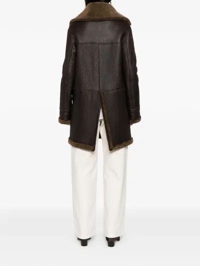 Pre-owned Romeo Gigli 1997-1998 Shearling Collar Coat In Brown