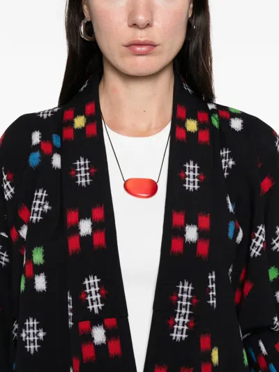 Pre-owned A.n.g.e.l.o. Vintage Upcycling Embroidery-effect Open-front Coat In Black