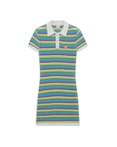 Casablanca Paris Stripe Short Sleeve Midi Dress In Multi