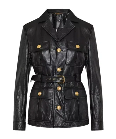 Chloé Long-sleeved Leather Jacket In Black