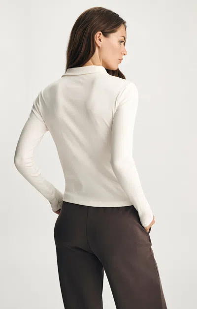Mavi Sporty Luxe Half Zip T-shirt In Coconut Milk In White