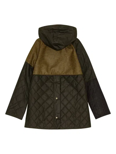 Ganni X Barbour Hooded Quilted Coat In Green