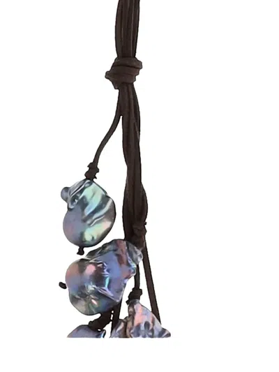 Mela Pearl-pendant Suede Necklace In Black