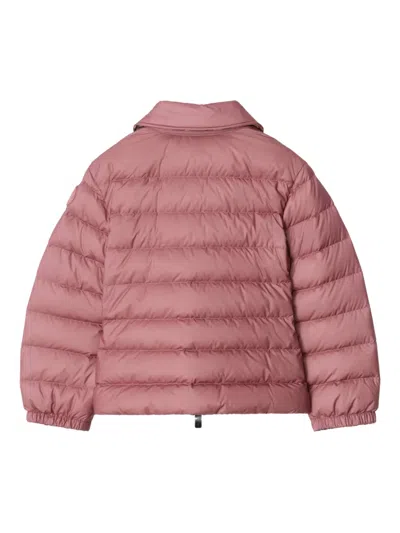 Burberry Checker-tape Nylon Puffer Jacket In Pink