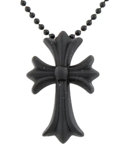 Chrome Hearts Glitter Cross-pendant Necklace In Black