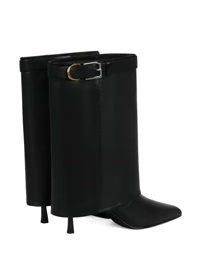 Potamy 70mm Buckle-detail Leather Boots In Black