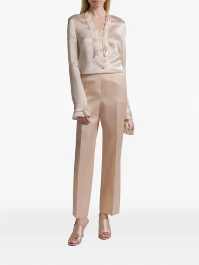 Alberta Ferretti Ruffled Buttoned Shirt In Neutral
