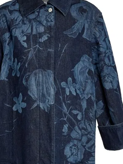 Erdem Floral-print Coat In Blue