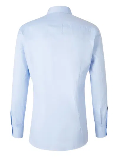 Atelier Munro Buttoned Ribbed Dress Shirt In Blue