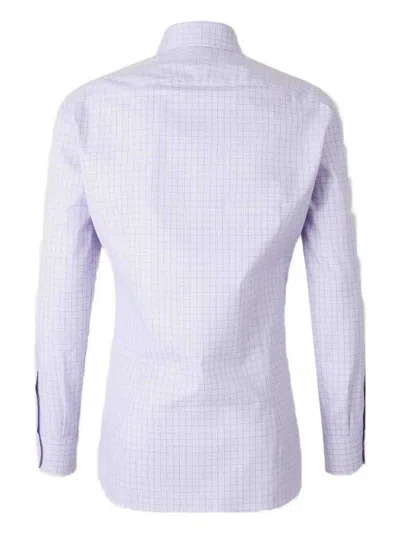 Atelier Munro Buttoned Check Dress Shirt In Purple