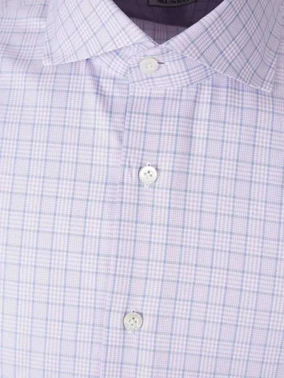 Atelier Munro Buttoned Check Dress Shirt In Purple