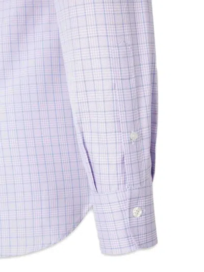 Atelier Munro Buttoned Check Dress Shirt In Purple