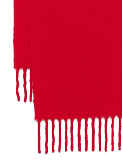 Totême Fuzzy Fringed Scarf In Red